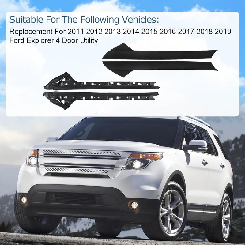 CARMOCAR A-Pillar Molding Trim Kit Outer and Inner Trim Set Replacement for 2011-2019 Ford Explorer 4 Door Utility (Left & Right) Replaces 926-451 926-450 - Image 2
